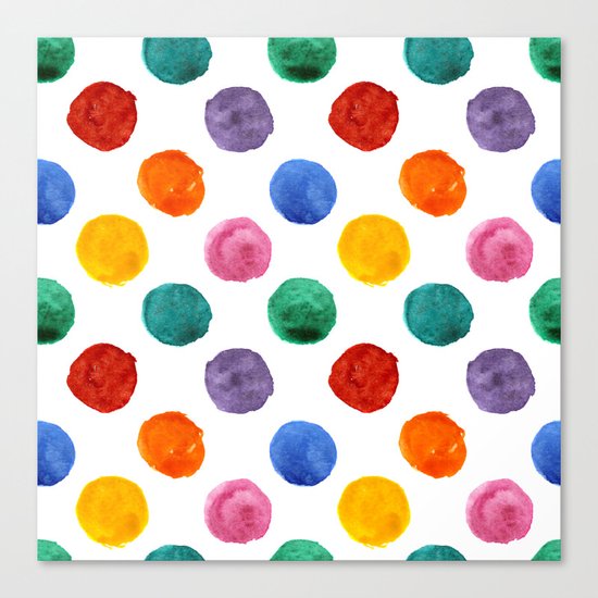 'Happiness and joy', colorful watercolor dots Canvas Print