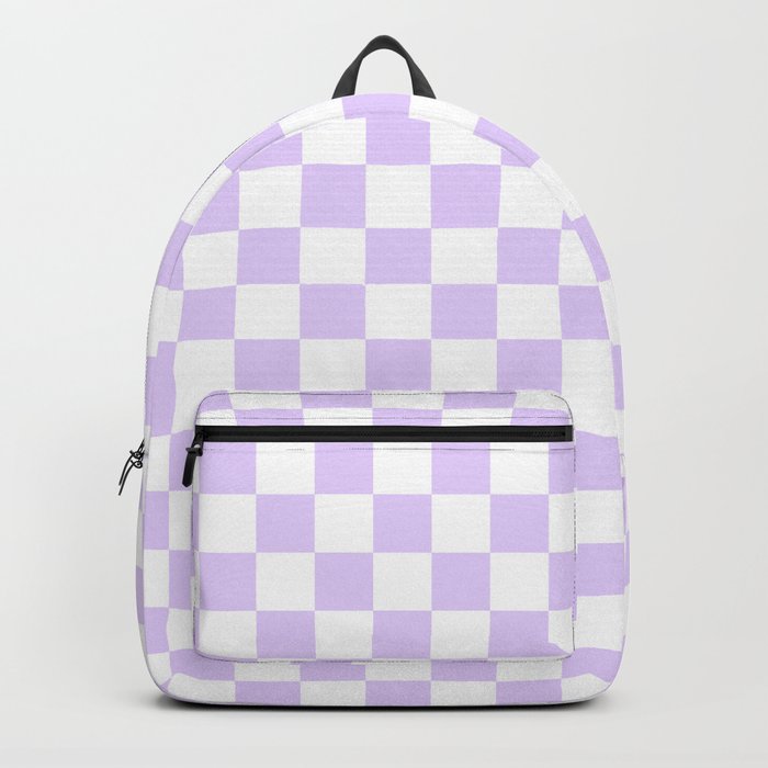 Large Chalky Pale Lilac Pastel Color and White Checkerboard Backpack