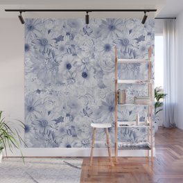 slate grey floral bouquet aesthetic array Wall Mural
