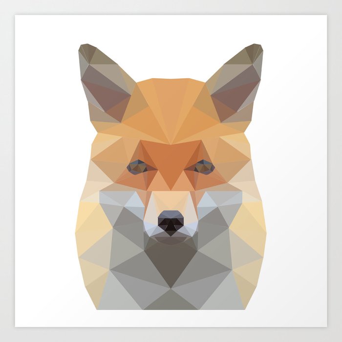 Fox Abstract Low Poly Art Print