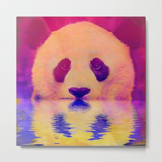 Pink Panda Metal Print
