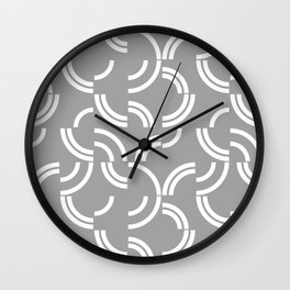 White curves on silver background Wall Clock