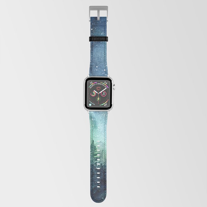 Galaxy Watercolor Aurora Borealis Painting Apple Watch Band