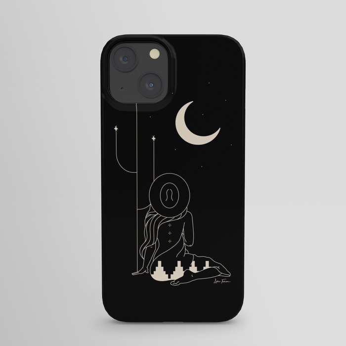 Talking to the Moon - Black and White iPhone Case
