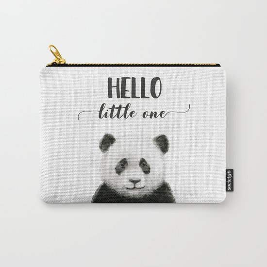 Panda Art Print Baby Animals Hello Little One Nursery Decor Carry-All Pouch