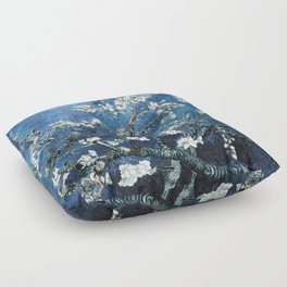 Van Gogh Almond Blossoms Dark Navy Blue Floor Pillow