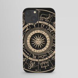 Vintage Zodiac & Astrology Chart | Charcoal & Gold iPhone Case