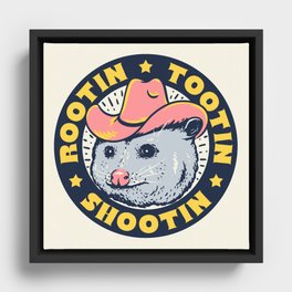Opossum Rootin Tootin Shootin Framed Canvas