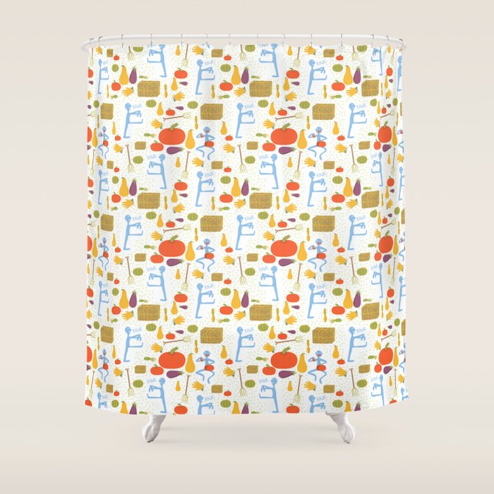 The Not So Scary Vegetarian Zombie Fabric Pattern Shower The Not So Scary Vegetarian Zombie Fabric Pattern Shower Curtain