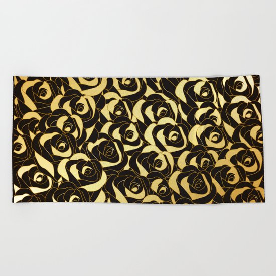 Golden Roses Beach Towel