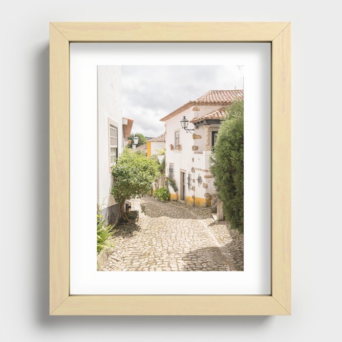 The White Village of Obidos | Travel Photography in Color in Portugal Art Print | Streets of Europe Recessed Framed Print