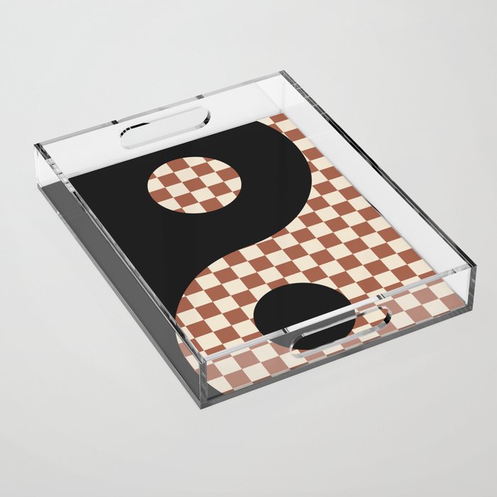 Checkerboard & Yin Yang Symbol Acrylic Tray