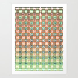 Overlapping squares Orange-Green Art Print