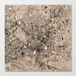 Raleigh, USA - City Map Terrazzo Collage Canvas Print