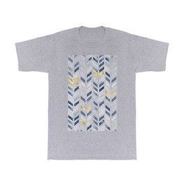Blue and gold chevron acrylic painting on canvas T Shirt