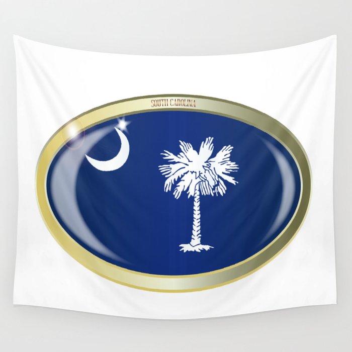South Carolina State Flag Oval Button Wall Tapestry