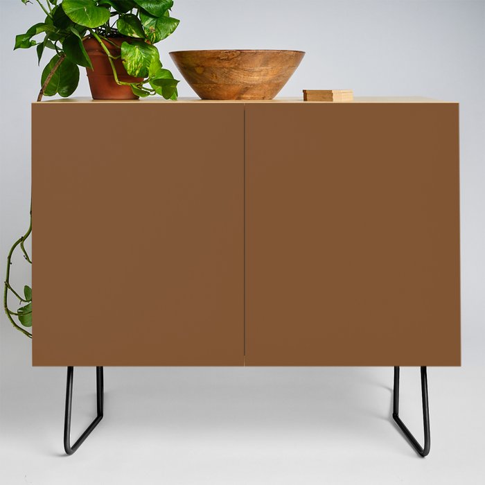 Dark Terracotta Brown Solid Color Autumn Shade Earth-tone Pairs Pantone Caramel Cafe 18-1148 TCX Credenza
