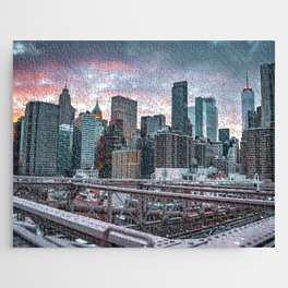 Sunset From the Brooklyn Bridge | New York City Skyline Jigsaw Puzzle