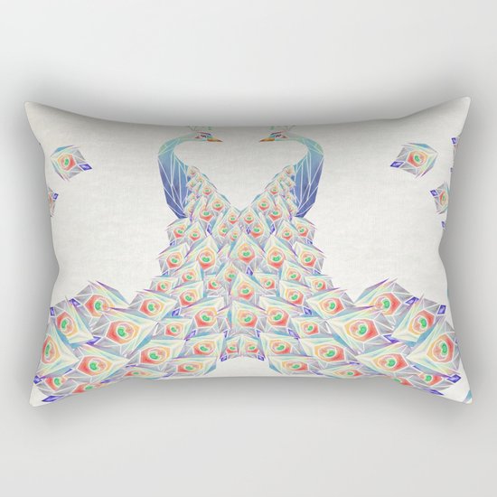 white peacock Rectangular Pillow
