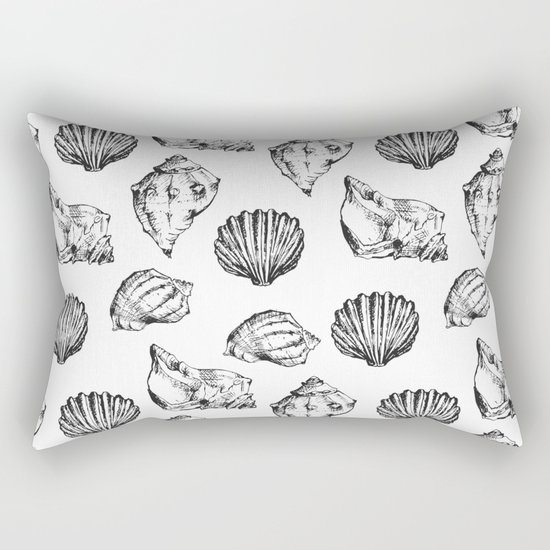 Seashells. Black and white Rectangular Pillow