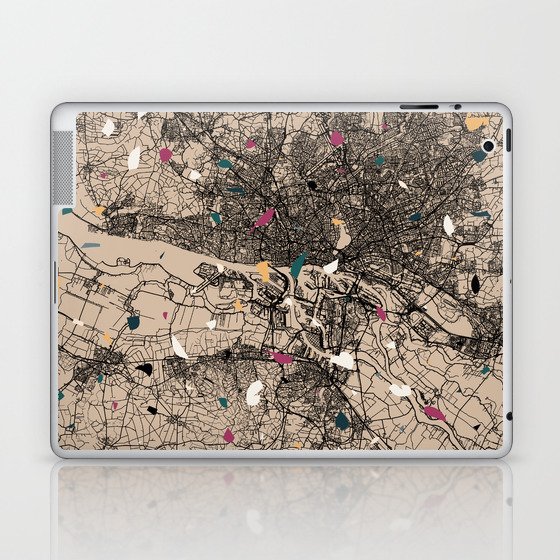 Hamburg, Germany City Map. Terrazzo Collage Laptop & iPad Skin