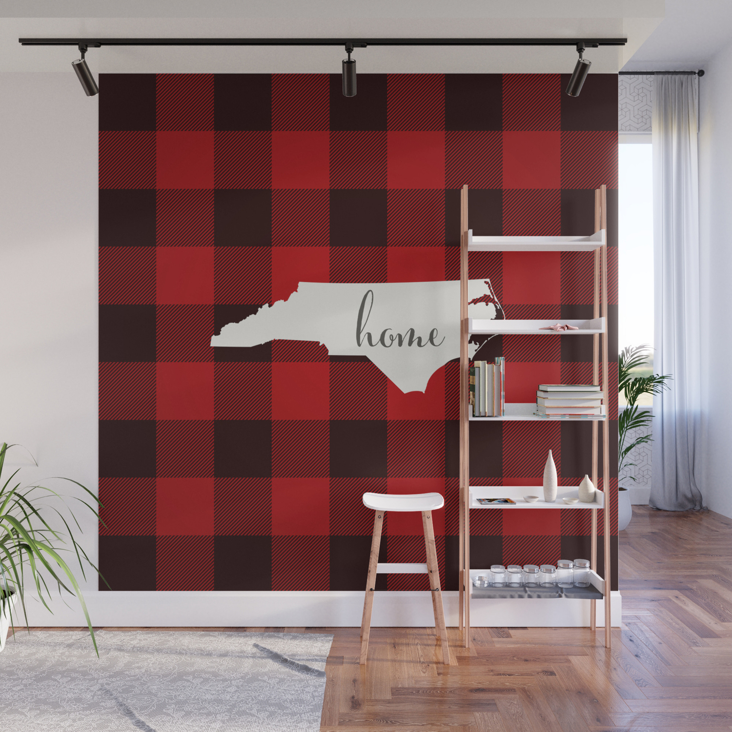 North Carolina Is Home Buffalo Check Plaid Wall Mural By