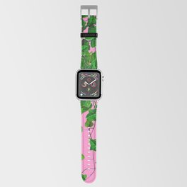 GREEN IVY HANGING LEAVES & VINES ON PINK Apple Watch Band