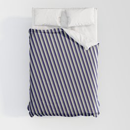 [ Thumbnail: Dark Grey, Light Yellow & Midnight Blue Colored Lined/Striped Pattern Duvet Cover ]