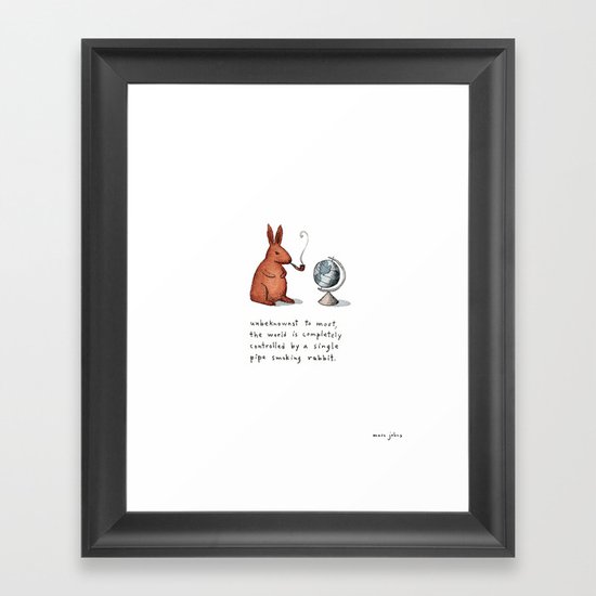 Pipe-smoking rabbit Framed Art Print