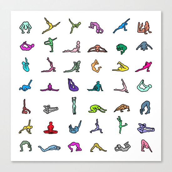 Rainbow Yoga Poses Canvas Print