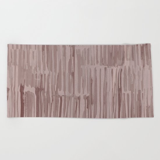 Simply Bamboo Brushstroke Red Earth on Clay Pink Beach Towel