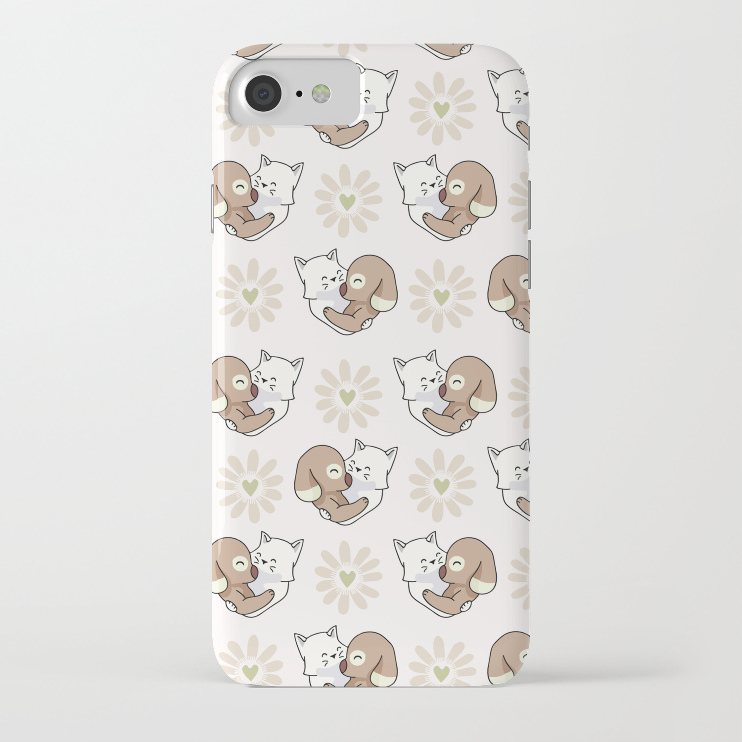 Vector Cute Cat Dog Hug Hearts Seamless Repeat Pattern Iphone Case By Limolida Society6