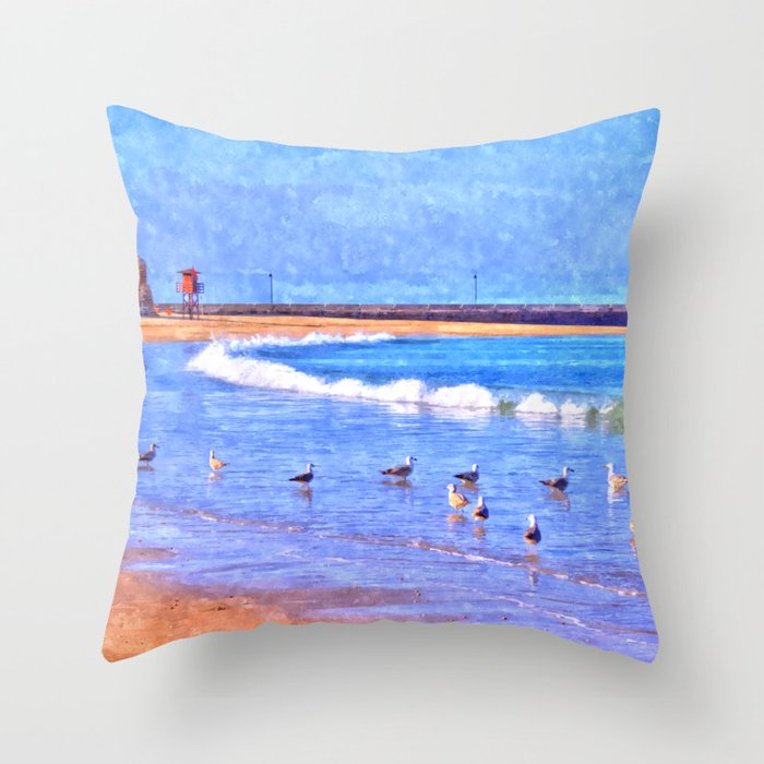 Looking at the sea Throw Pillow
