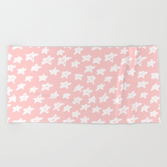 Stars on pink background Beach Towel
