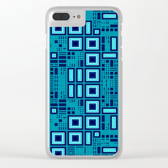 Blue digital geometric abstraction Clear iPhone Case
