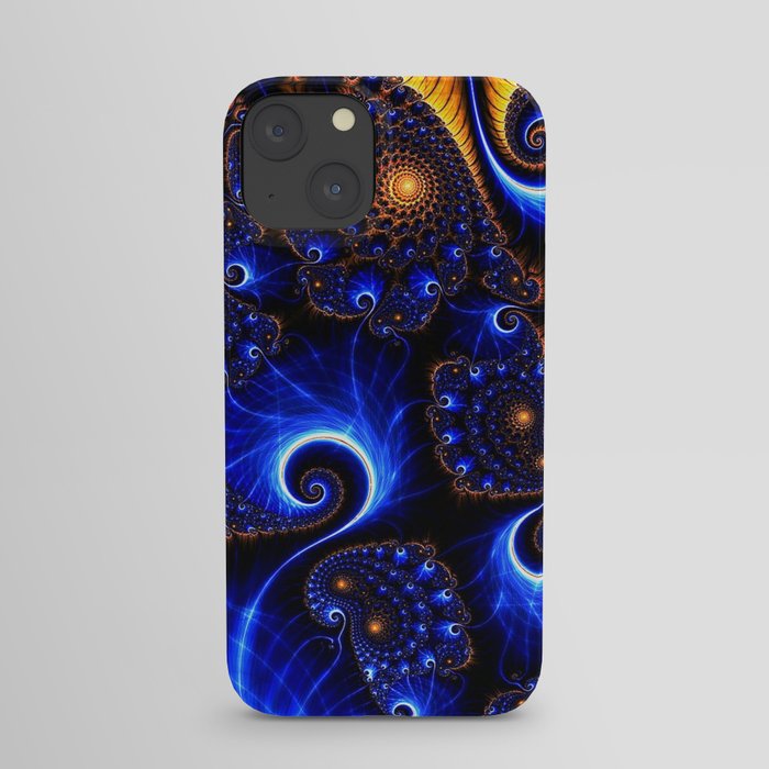 Gold And Blue Flowers iPhone Case