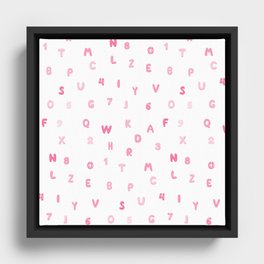 Pink Numbers and Letters Back To School Pattern Framed Canvas