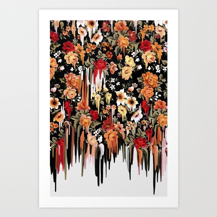 Free Falling, melting floral pattern Art Print