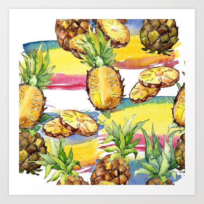 Watercolor Exotic Fruit Pattern 25 Art Print