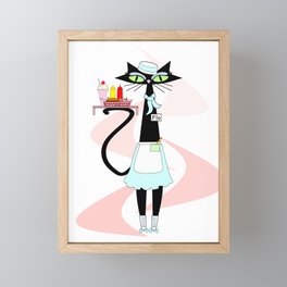 MCM Atomic Cats  Diner Carhop Flo Framed Mini Art Print