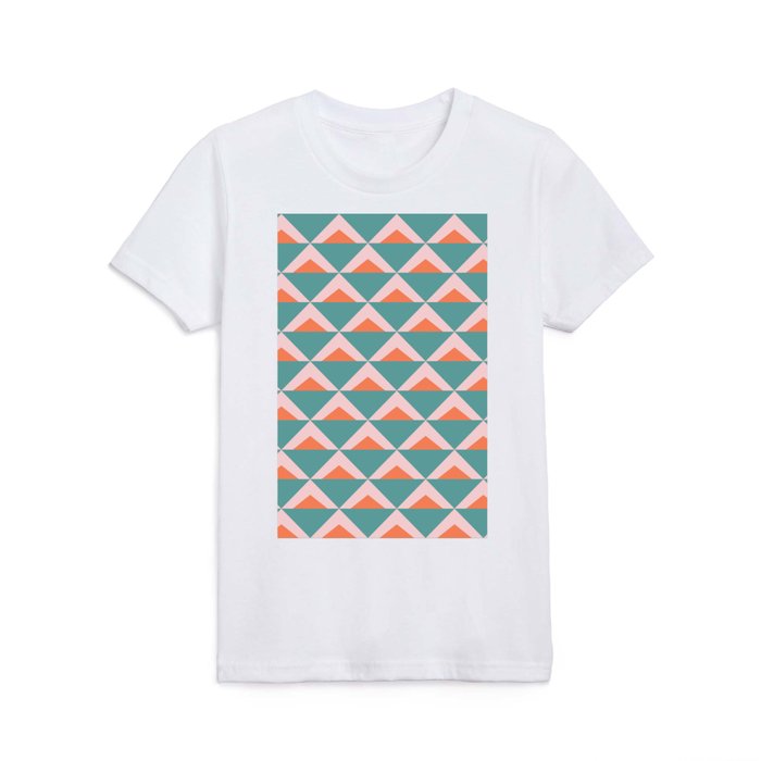Colorful Triangle Pattern in Teal, Pink, and Orange Kids T Shirt