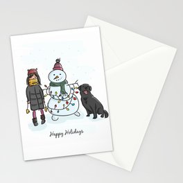 Christmas Holiday Snowman Illustration Drawing Cute Stationery Card