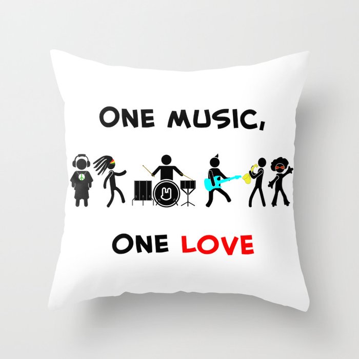 One Music, One Love Throw Pillow