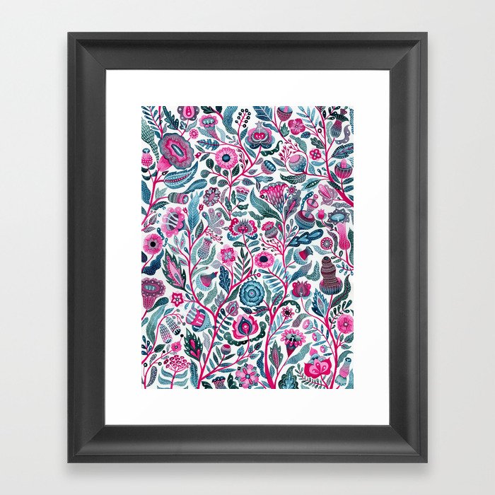 Endlessly growing - pink and turquoise Framed Art Print