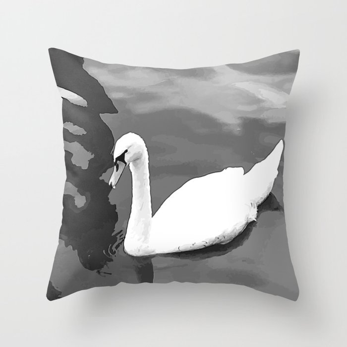 Duck in the water 3. duck. ducks. swan. swans. sea. beach. Throw Pillow