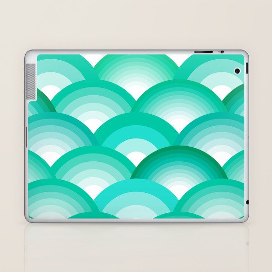 Forever Rainbow Mermaid's Scallops in Aqua Laptop & iPad Skin