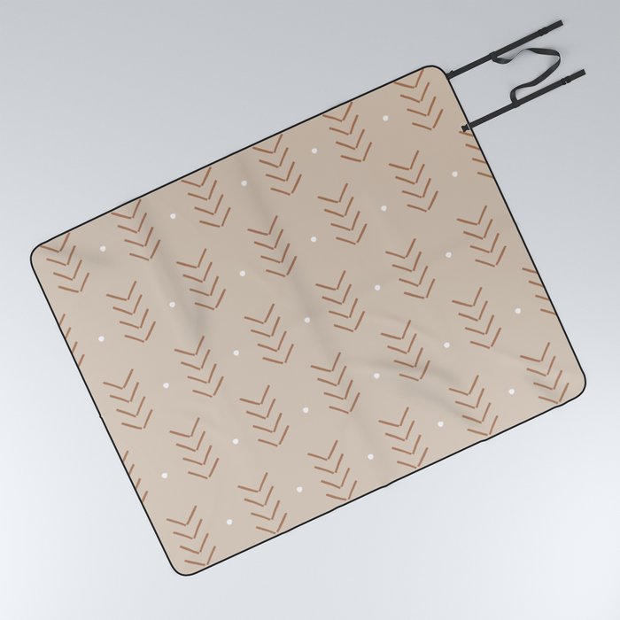 Arrow Lines Geometric Pattern 4 in Brown Beige Shades Picnic Blanket