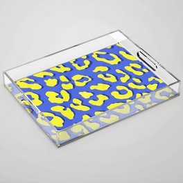 Leopard Print Blue Yellow Acrylic Tray