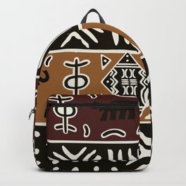 African mud cloth with elephants Backpack | African, Cream, Africa, Tribal, Black And White, Mudcloth, Pattern, Ethnic, Brown, Elephant 