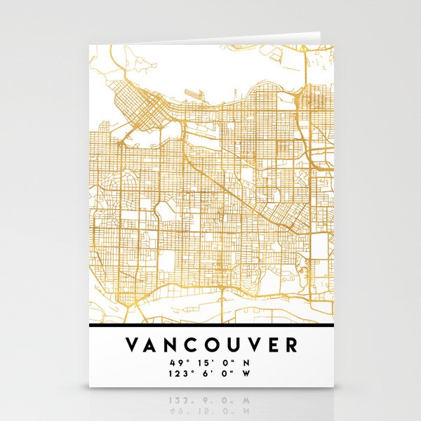VANCOUVER CANADA CITY STREET MAP ART Stationery Cards